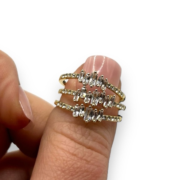 New INC INTERNATIONAL CONCEPTS Gold-Tone Crystal Stack Ring for Macy's Size 8 - Picture 7 of 11